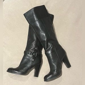 NINE WEST Black Leather Boots size 8 GUC